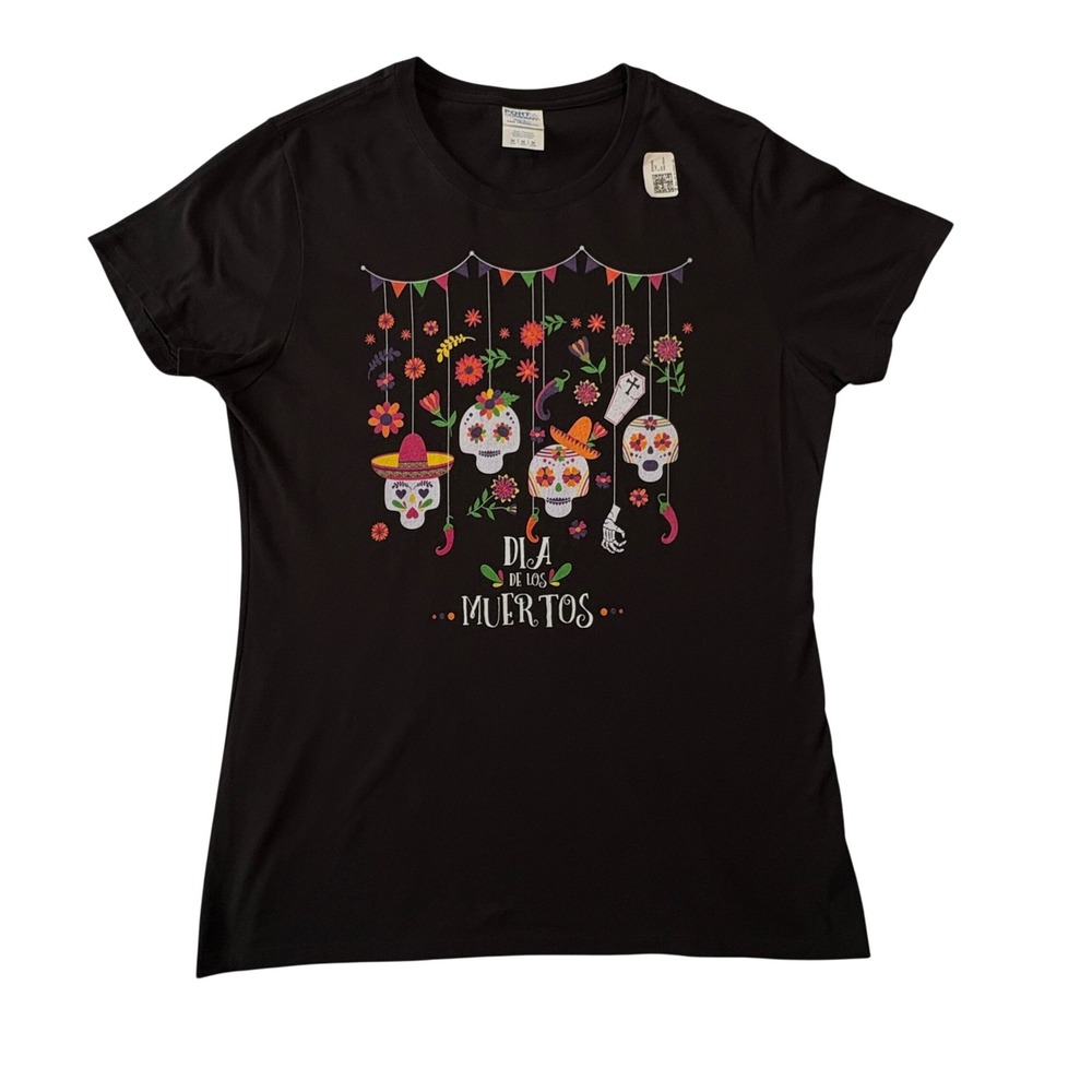 Dia de los Muertos Sugar Skull Graphic T-Shirt Black Gildan Cotton 3X Plus